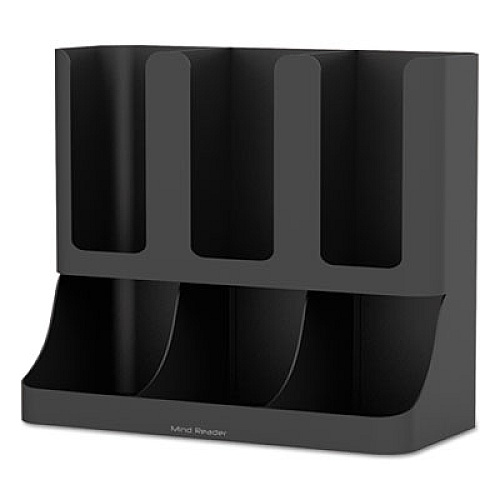 Mind Reader Flume Six-Section Upright Coffee Condiment/Cup Organizer, 11.5 x 6.5 x 15, Black (UPRIGHT6BLK)