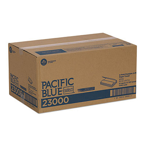 Georgia Pacific Professional Pacific Blue Select C-Fold Paper Towels, 2-Ply, 10.1 x 12.7, White, 120/Pack, 12 Packs/Carton (23000)