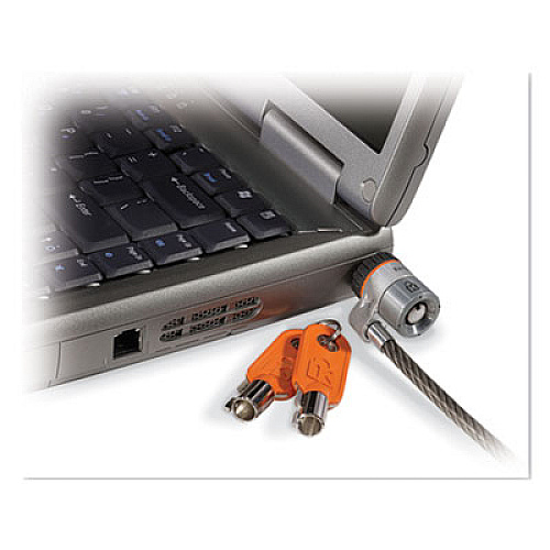 Kensington Laptop Computer Microsaver Security Cable w/Lock, White Cable, Two Keys (64068)