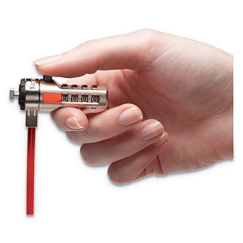 Kensington Portable Combination Laptop Lock, 6ft Steel Cable, Red (64671)