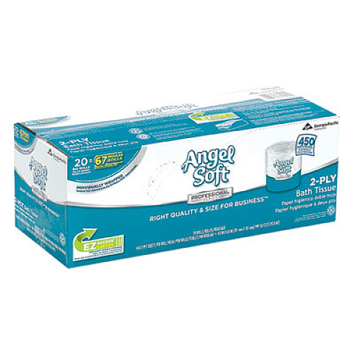 Georgia Pacific Professional Angel Soft ps Premium Bathroom Tissue, Septic Safe, 2-Ply, White, 450 Sheets/Roll, 20 Rolls/Carton (16620)