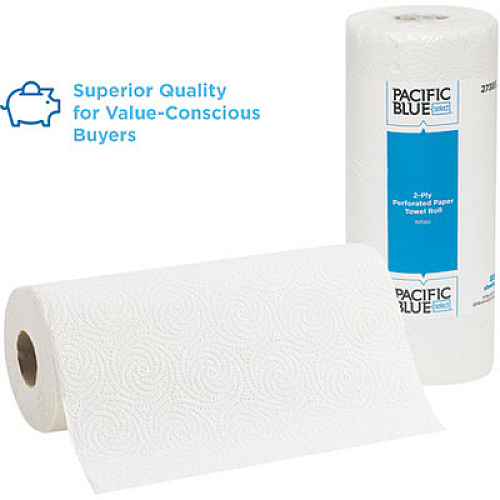 Georgia Pacific Professional Pacific Blue Select Two-Ply Perforated Paper Kitchen Roll Towels, 11 x 8.8, White, 85/Roll, 30 Rolls/Carton (27385)