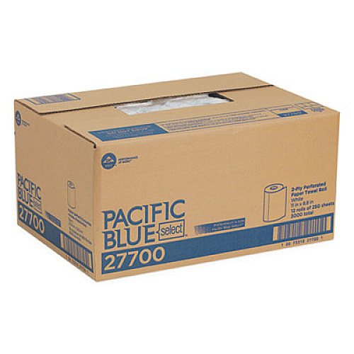 Georgia Pacific Professional Pacific Blue Select Two-Ply Perforated Paper Kitchen Roll Towels, 2-Ply, 11 x 8.8, White, 250/Roll, 12 Rolls/Carton (27700)