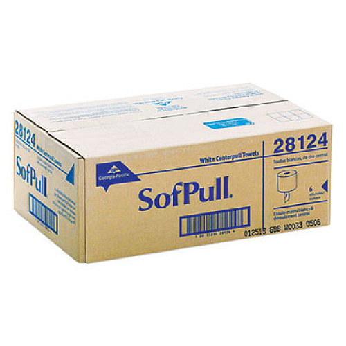 Georgia Pacific Professional SofPull CenterPull Perforated Paper Towels, 1-Ply, 7.8 x 15, White, 320/Roll, 6 Rolls/Carton (28124)