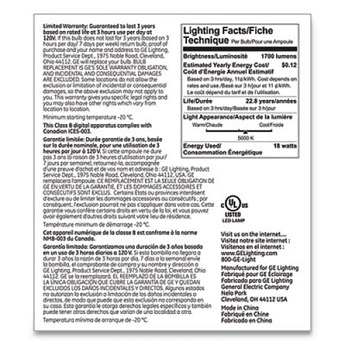 GE LED PAR38 Dimmable 40 DG Daylight Flood Light Bulb, 5000K, 18 W (65731)