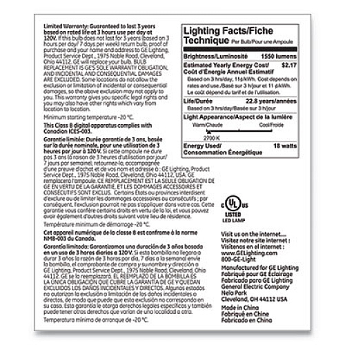 GE LED PAR38 Dimmable 25 Dg Soft White Flood Light Bulb, 18 W (92950)