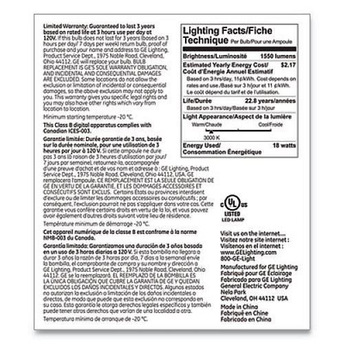 GE LED PAR38 Dimmable 40 Dg Warm White Flood Light Bulb, 18 W (92967)