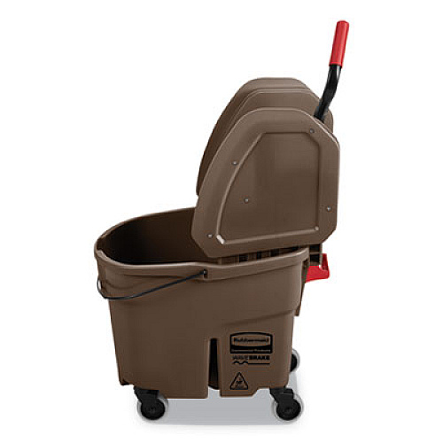 Rubbermaid Commercial WaveBrake 2.0 Bucket/Wringer Combos, Down-Press, 35 qt, Plastic, Brown (FG757788BRN)