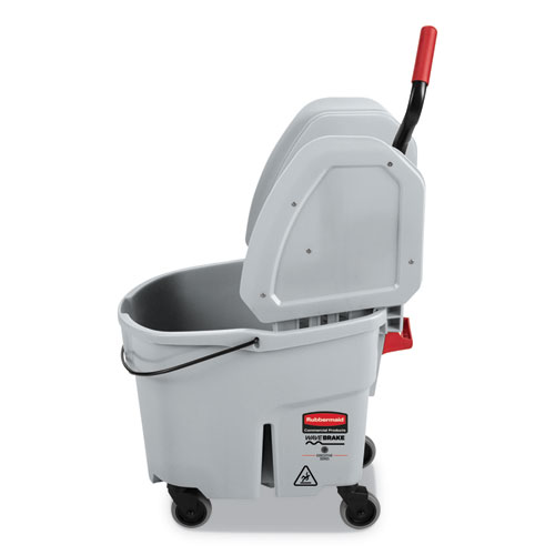 Rubbermaid Commercial WAVEBRAKE 2.0 BUCKET/WRINGER COMBOS, DOWN-PRESS, 35 QT, PLASTIC, GRAY (FG1863899)