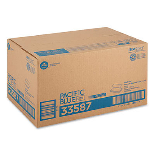 Georgia Pacific Professional Pacific Blue Ultra Folded Recycled Paper Towels, 1-Ply, 10.2 x 10.8, White, 220/Pack, 10 Packs/Carton (33587)