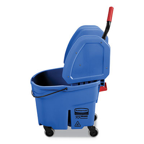 Rubbermaid Commercial WaveBrake 2.0 Bucket/Wringer Combos, Down-Press, 35 qt, Plastic, Blue (FG757888BLUE)