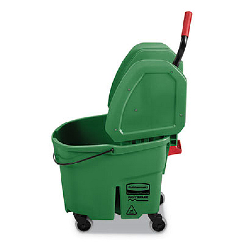 Rubbermaid Commercial WaveBrake 2.0 Bucket/Wringer Combos, 35 qt, Down Press, Plastic, Green (FG757888GRN)