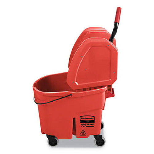 Rubbermaid Commercial WaveBrake 2.0 Bucket/Wringer Combos, Down-Press, 35 qt, Plastic, Red (FG757888RED)