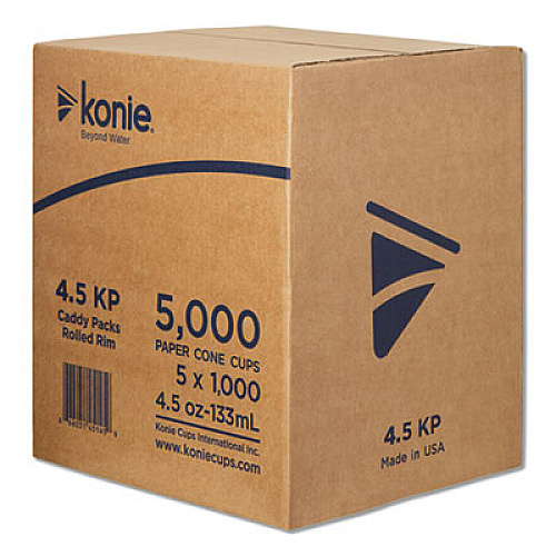 Konie Rolled Rim Caddy Pack, 4.5 oz, White, 200/Bag, 5 Bags/Pack, 5 Packs/Carton (45KP)