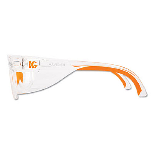 KleenGuard Maverick Safety Glasses, Clear/Orange Full Frame, Clear Dual Lens, 12/Box (49301)