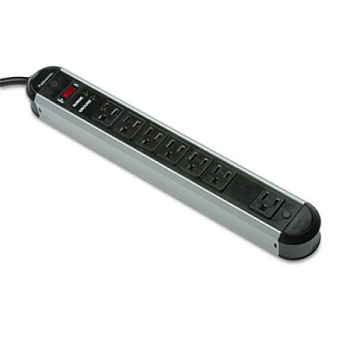 Fellowes Metal Surge Protector, 7 Outlets, 6 ft Cord, 1250 Joules, Silver/Black (99081)