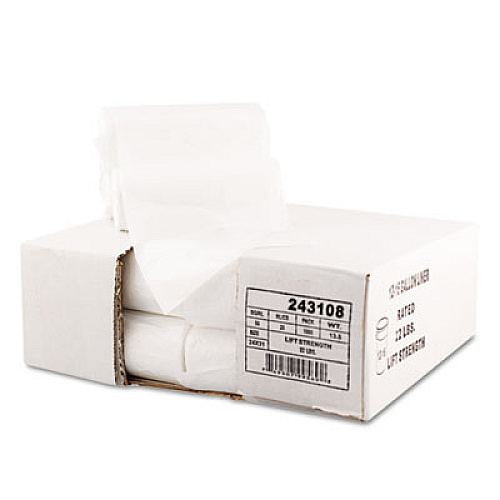 GEN High-Density Can Liners, 16 gal, 7 mic, 24" x 31", Natural, Perforated Roll, 50 Bags/Roll, 20 Rolls/Carton (243108)