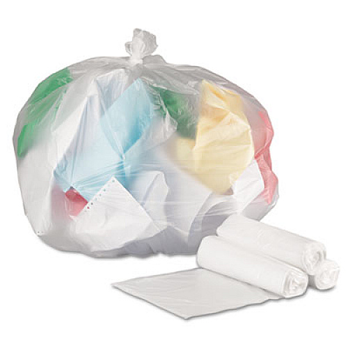 General Supply High-Density Can Liners, 33 gal, 9 mic, 33" x 39", Natural, Perforated Roll, 25 Bags/Roll, 20 Rolls/Carton (333912)