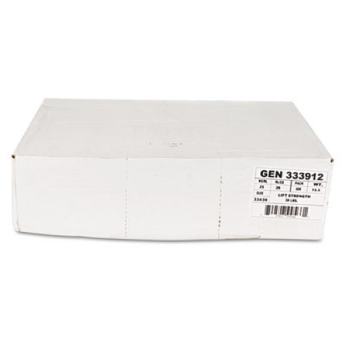 General Supply High-Density Can Liners, 33 gal, 9 mic, 33" x 39", Natural, Perforated Roll, 25 Bags/Roll, 20 Rolls/Carton (333912)