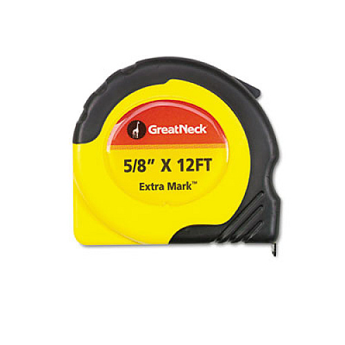 Great Neck ExtraMark Power Tape, 0.63" x 12 ft, Steel, Yellow/Black (95007)