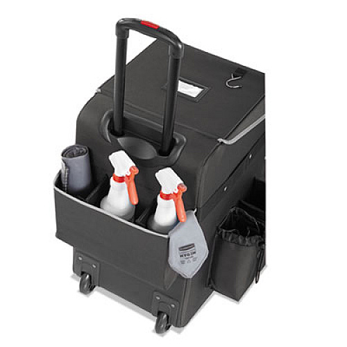 Rubbermaid Commercial Executive Quick Clean Janitorial Cart, Synthetic Fabric, 16 Compartments, 14.25" x 16.5" x 25", Dark Gray (1902465)