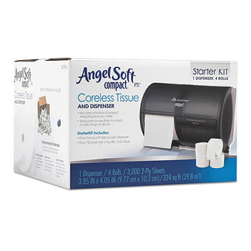 Georgia Pacific Professional Compact Tissue Dispenser and Angel Soft ps Tissue Start Kit, 10.13 x 6.75 x 7.13, Translucent Smoke (5679500)