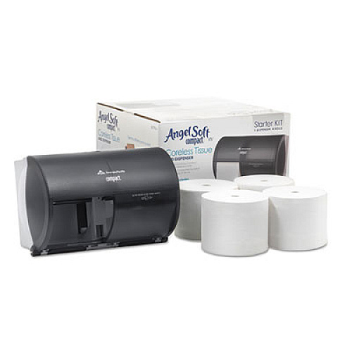 Georgia Pacific Professional Compact Tissue Dispenser and Angel Soft ps Tissue Start Kit, 10.13 x 6.75 x 7.13, Translucent Smoke (5679500)