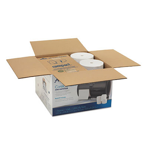 Georgia Pacific Professional Compact Tissue Dispenser and Angel Soft ps Tissue Start Kit, 10.13 x 6.75 x 7.13, Translucent Smoke (5679500)