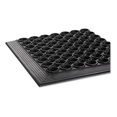 Crown Safewalk-Light Wet/Oily Floor Anti-Fatigue Drainage Mats, 0.5" Thick, 36" x 60", Black Perforated Surface (WSCT35BK)