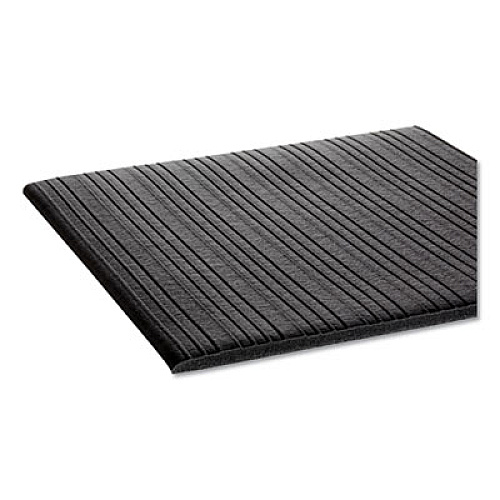 Crown Ribbed Vinyl Anti-Fatigue Mat, Rectangular, Black Ribbed Surface, 36" x 60" (FL3660BK)