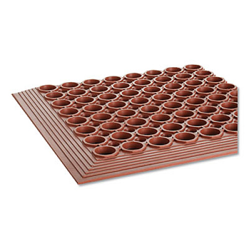 Crown Grease-Resistant Safewalk-Light Wet/Oily Floor Anti-Fatigue Drainage Mat, 0.5" Thick, 36 x 60, Terra Cotta Perforated Surface (WSCT35TC)