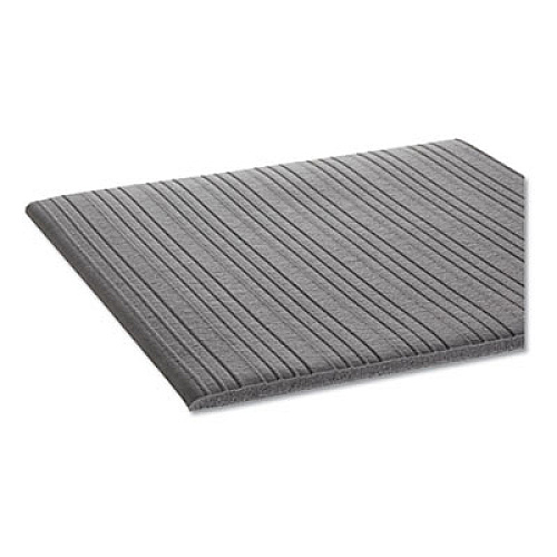 Crown Ribbed Vinyl Anti-Fatigue Mat, Rectangular, Gray Ribbed Surface, 36" x 10 ft (FL3610GY)