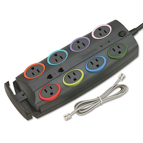 Kensington SmartSockets Premium Adapter Model Surge Protector, 8 AC Outlets, 8 ft Cord, 3,090 J, Dark Gray (62691)