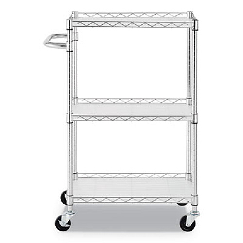 Alera 3-Shelf Wire Cart with Liners, 24w x 16d x 39h, Silver, 500-lb Capacity (ALESW322416SR)
