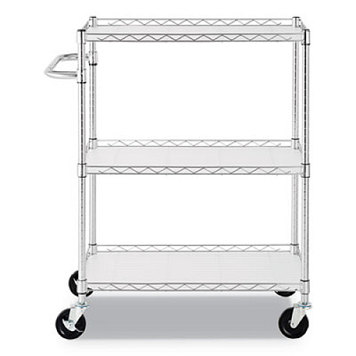 Alera 3-Shelf Wire Cart with Liners, 34.5w x 18d x 40h, Silver, 600-lb Capacity (ALESW333018SR)