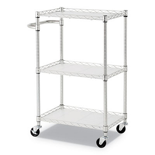Alera 3-Shelf Wire Cart with Liners, 24w x 16d x 39h, Silver, 500-lb Capacity (ALESW322416SR)