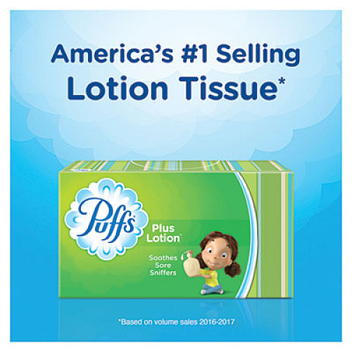 Puffs PLUS LOTION FACIAL TISSUE, WHITE, 2-PLY, 116 SHEETS/BOX, 3 BOXES/PACK (82086)