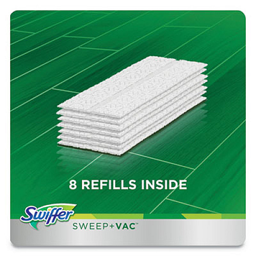Swiffer Sweep + Vac Starter Kit with 8 Dry Cloths, 10" Cleaning Path, Green/Silver, 2 Kits/Carton (92705CT)