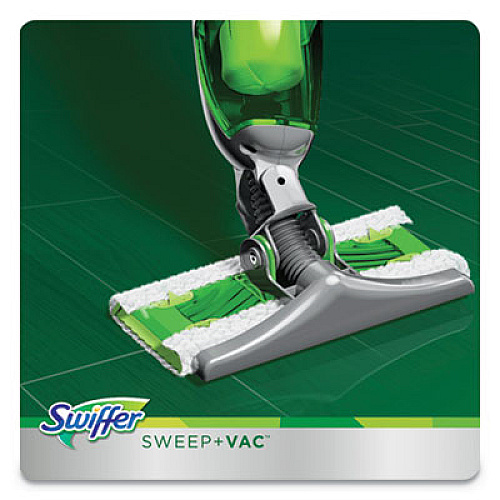 Swiffer Sweep + Vac Starter Kit with 8 Dry Cloths, 10" Cleaning Path, Green/Silver (92705KT)