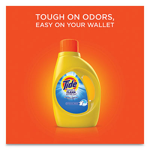 Tide Simply Clean and Fresh Laundry Detergent, Refreshing Breeze, 64 Loads, 92 oz Bottle, 4/Carton (44206)