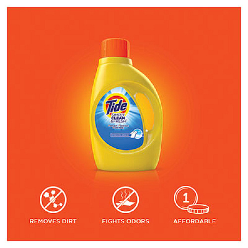 Tide Simply Clean and Fresh Laundry Detergent, Refreshing Breeze, 64 Loads, 92 oz Bottle, 4/Carton (44206)