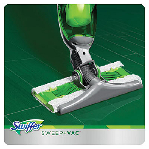 Swiffer Sweep + Vac Starter Kit with 8 Dry Cloths, 10" Cleaning Path, Green/Silver, 2 Kits/Carton (92705CT)