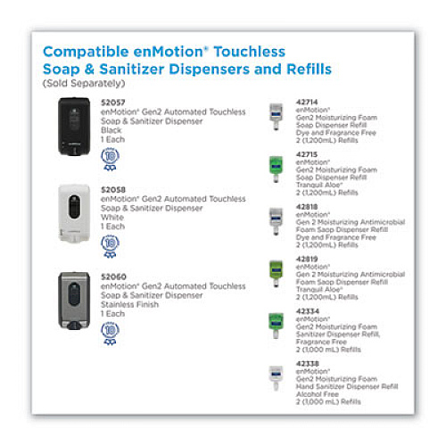 Georgia Pacific Professional GP enMotion Automated Touchless Moisturizing Gentle Foam Soap Refill, Unscented, 1,200 mL, 2/Carton (42714)