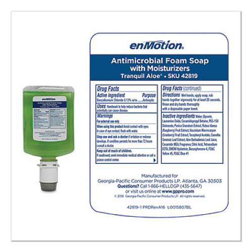 Georgia Pacific Professional GP enMotion Automated Touchless Antimicrobial Foam Soap Refill, Tranquil Aloe Scent, 1,200 mL Bottle, 2/Carton (42819)