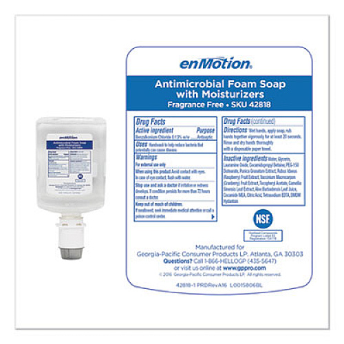 Georgia Pacific Professional GP enMotion Automated Touchless Antimicrobial Foam Soap Refill, Unscented, 1,200 mL, 2/Carton (42818)