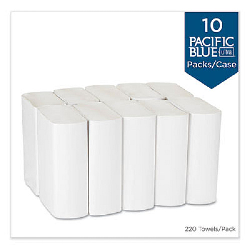 Georgia Pacific Professional Pacific Blue Ultra Folded Paper Towels, 1-Ply, 10.2 x 10.8, White, 220/Pack, 10 Packs/Carton (20887)