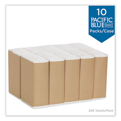Georgia Pacific Professional Pacific Blue Basic C-Fold Paper Towel, 1-Ply, 10.1 x 12.7, White, 240/Pack, 10 Packs/Carton (25190)