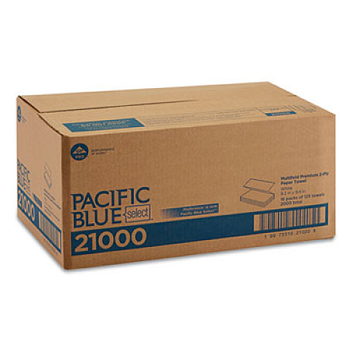 Georgia Pacific Professional Pacific Blue Select Multi-Fold 2-Ply Paper Towel, 9.2 x 9.4, White, 125/Pack, 16 Packs/Carton (21000)