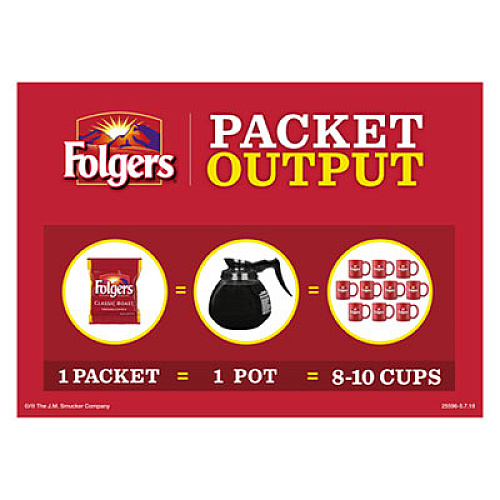 Folgers Coffee, Classic Roast, Decaf, 0.9 oz Bag, 36/Carton (06119)
