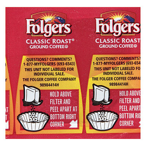 Folgers Coffee Premeasured Packs, Classic Roast, 1.05 oz Vacket Pack, 42/Carton (06931)